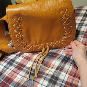 Tan Leather Crossbody Bag,EUC